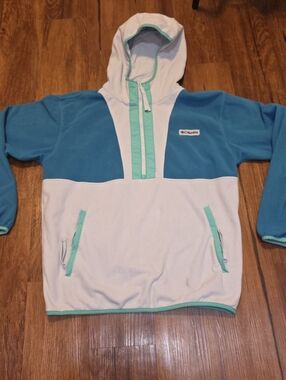 Blue White Green Columbia Fleece Half Zip Hoodie